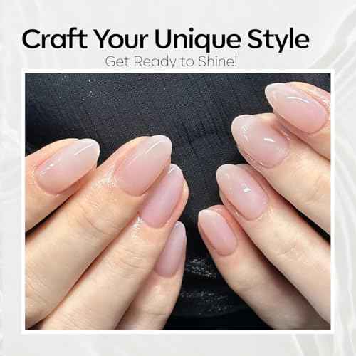 modelones Pink Gel Nail Polish Jelly Sheer Milky White Nude Polish Translucent Soak off LED Nail Gel DIY Manicure Soap Nails Clear Nail Polish Gift for Girls Women 15 ML