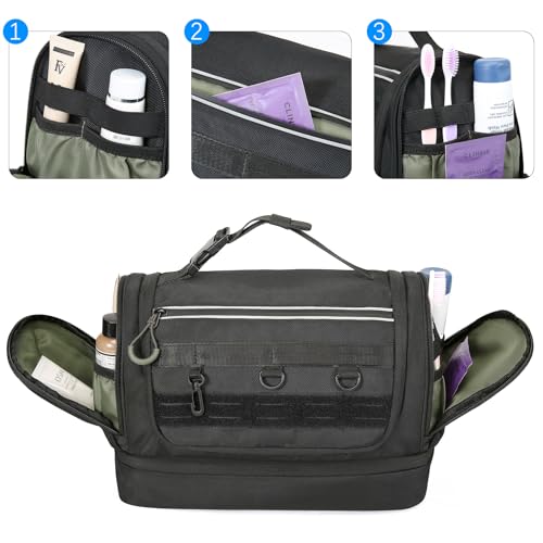 TANGCORLE Black Men's Travel Toiletry Bag Waterproof Organizer for Bathroom & Shaving Accessories