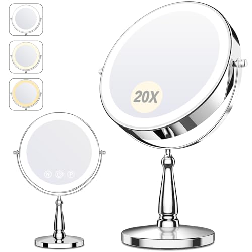 9-Inch Makeup Mirror with Lights & 20X Magnification - 5000 mAh
