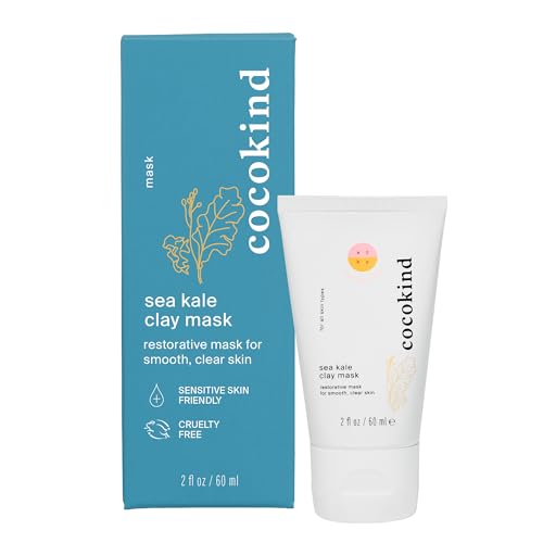 Cocokind Sea Kale Clay Mask, Gentle Exfoliaion for Radiant, Smooth Skin, Made with Blue Kale Sea Extract & Glacial Oceanic Clay to Help Reduce Excess Sebum for Smooth Skin, 2 Fl Oz