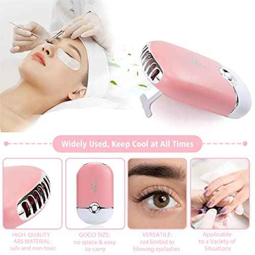 3.38OZ Eyelash Extension Cleanser Lash Mousse Lash Shampoo for Extensions, USB Mini Portable Fan Rechargeable Electric Handheld Air Conditioning Lash Shampoo Brush Plastic Wash Bottle (lash fan-pink)