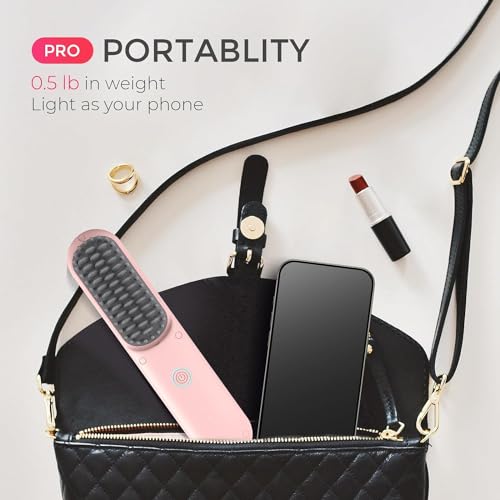 TYMO Cordless Hair Straightener Brush - Portable Ionic Hot Comb