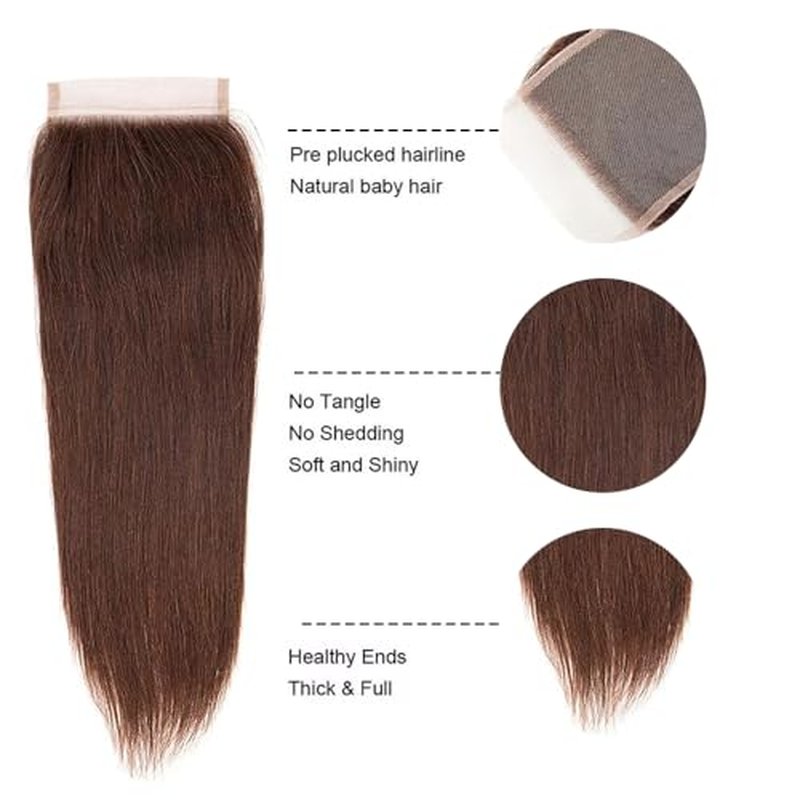 30 Inch Brown Lace Closure 4X4 HD Transparent Human Hair