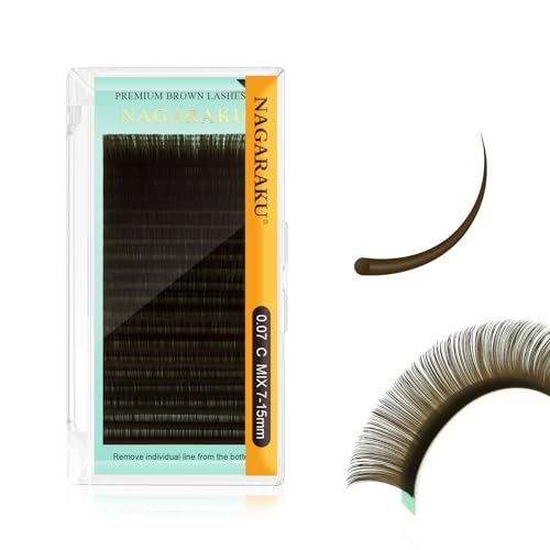 NAGARAKU Lash Extensions 0.07 C 7-15mm Mix Brown - 20 Rows