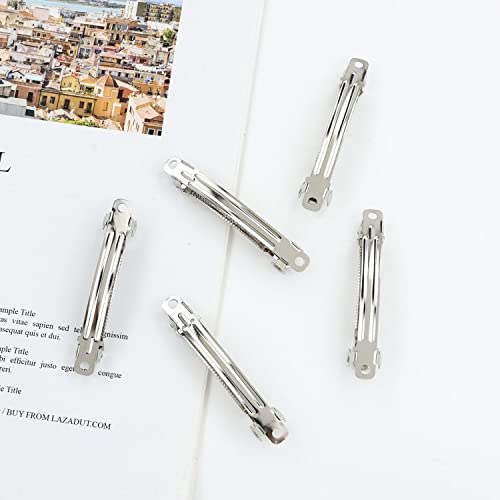 Cinaci 20 Pack 2.4 Inch / 3 Inch/ 4 Inch Blank Silver Metal DIY Craft French Barrettes Snap Hair Clips Pins for Women Girls Hair Accessories (2.4 Inch)