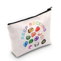 G2TUP Geologist Gift Keep Rocking Makeup Bag Geology Cosmetic Bag Rock Mineral Collector Gift Geology Lover Gift Zipper Travel Bag (Keep Rocking White Bag)