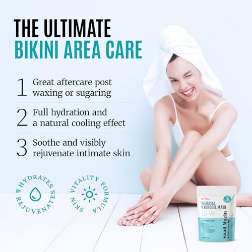 Divine Derriere Vajacial Hydrogel Mask - Snail Mucin Serum & CoQ10 - Post Wax/Shave, Ingrown Hair, Razor Bumps - Hydrating Facial & Vajacial Peel-Off Hydro Jelly Powder Mask (Full Kit)