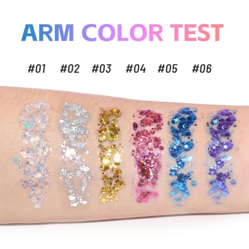 2Pcs Rainbow and Silvery Body Glitter Stick,Hair Face Glitter Gel Makeup for Women,Sparkly Mermaid Face Paint,Singer Concert Outfit Festival Rave