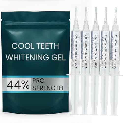 Teeth Whitening Gel for Trays – Pro Strength 44% Carbamide Peroxide, 5 Syringes (50 Uses) + 2 Trays, Enamel Safe Teeth Whitener, Removes Coffee, Wine & Tobacco Stains, at-Home Pro Whitening Kit