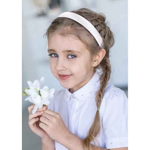 12Pcs White Headband for Women 0.8inch Satin Headbands Thin Hard Head Bands DIY Plain Hair Band White Satin Headband Fashion Hair Accessories for Women Girls