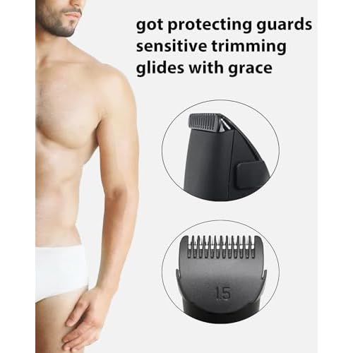 2 Pack Replacement Blades and Protecting Guards for Meridian Trimmer, Compatible with Meridian Body Hair Trimmer(Sage, Onyx, Ocean, Lava), Fit for Meridian Trimmer Blades for Meridian Shaver