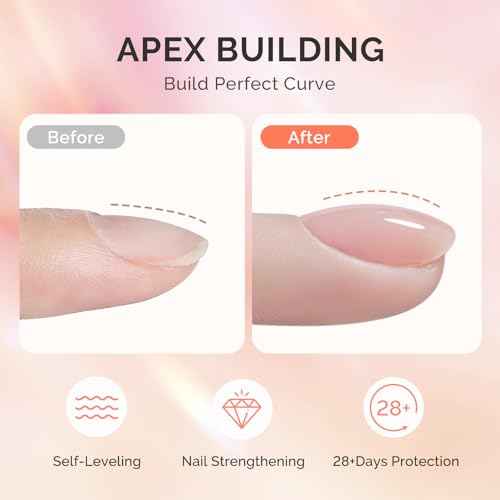 MelodySusie 2PCS 15ML Clear Builder Nail Base Gel for Nails Thickening,Soak Off UV Extension Gel,Rhinestone Nail Glue in a Bottle for Nail Art Design Gift for Women