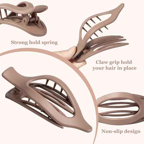 8 Pcs Flat Hair Clips for Women Girls, Flat Claw Clips for Thick Thin Hair, Hair Accessories Barrettes