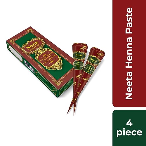 Neeta Ready-to-Use Henna Paste Cones - Reddish Brown (Pack of 4)