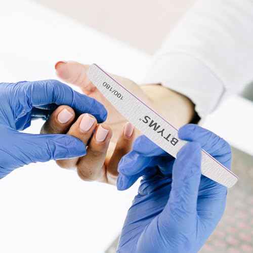 BTYMS 10Pcs 100/180 Grit Nail Files - Double-Sided Emery Boards for Acrylic, Gel & Natural Nails