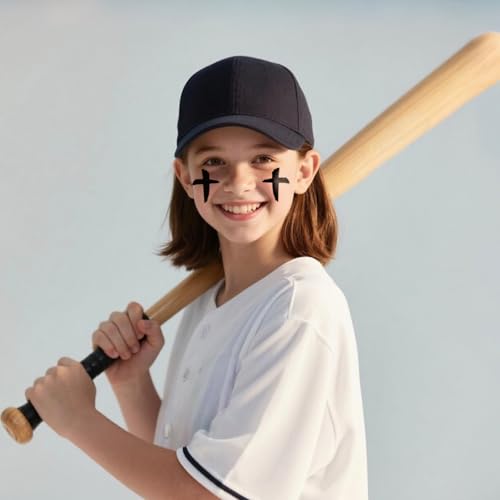 48Pairs 2Style Cross Eye Black Temporary Tattoos, Smudgeproof EyeBlack Sticker for Football Baseball Softball Lacrosse Themed Birthday Party Supplies