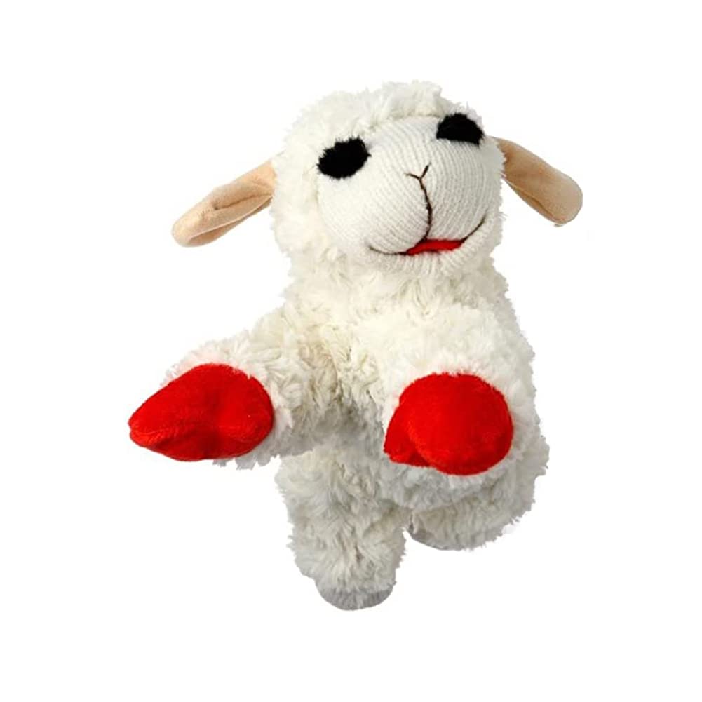 Multipet Mini Lamb Chop Officially Licensed, 6" Plush, Squeak Pet Toy, Bundle of 3 (White, Black and Brown)