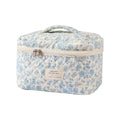 Large Travel Quilted Makeup Bag for Women, Floral Cotton