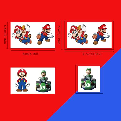 100 Sheets Mario Temporary Tattoos Party Favors