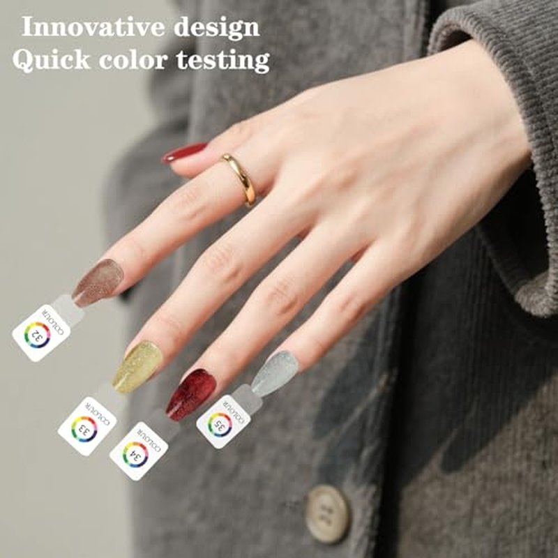144 Magnetic Nail Color Book,Leather Magnetic Color Display Book with 144PCS Magnetic Tips & 1-240 Number Labels,Perfect for Nail Polish Nails Art Design(Gray)