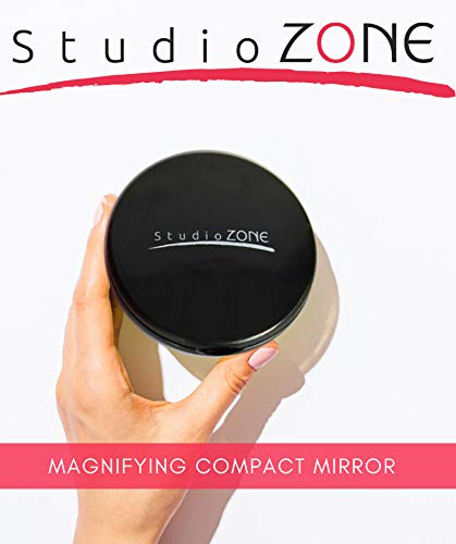 StudioZONE Best Compact Mirror - 10X Magnifying Makeup Mirror - Perfect for Purses - Travel - 2-Sided with 10X Magnifying Mirror and 1x Mirror - ClassZ Compact Mirror - 4 Inch Diameter