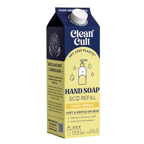 Cleancult Liquid Hand Soap Refill - Lemon Verbena - Moisturizes Dry & Sensitive Skin - Made with Aloe Vera & Essential Oils - Eco Friendly - Paper-Based Packaging - 32 oz/1 Pack