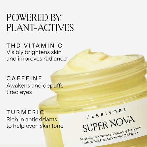 HERBIVORE Super Nova Eye Cream ? 5% THD Vitamin C & Caffeine, Reduces Dark Circles & Puffiness, Brightens Eyes, Plant-based, Vegan, Cruelty-free, 15mL / 0.5 oz