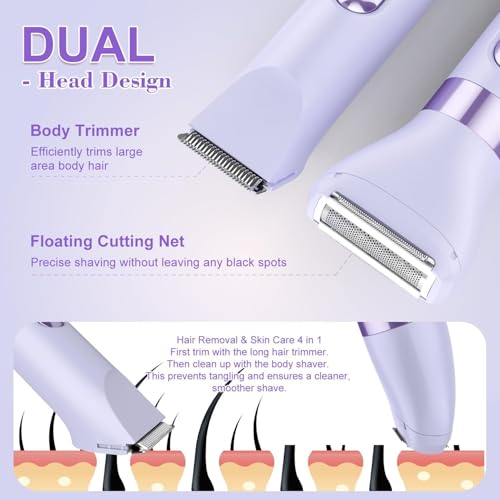 4-in-1 Women's Electric Razor | Dual-Head Waterproof Trimmer