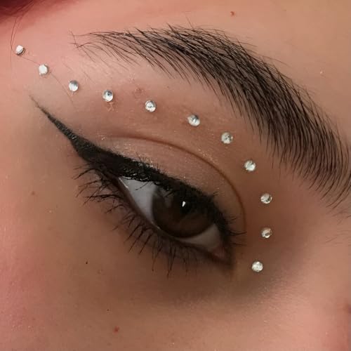 Silver Crystal Rhinestone Bindis Self-Adhesive Face Jewels (Pack of 3)