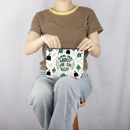 MNIGIU Movie Inspired Magic School Fan Gift Ask Me about Draco Makeup Zipper Pouch for Fans (Dra-co), Medium