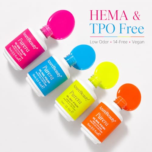 AZUREBEAUTY Neon Shot HEMA-Free 15ML Gel Polish Set - 6 Bright Colors for Nails