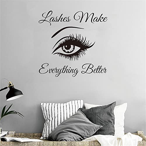 Eye-Catching Lashes Wall Decal | 20" x 19" Removable PVC Sticker
