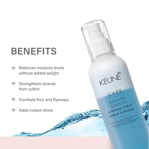 Keune Care Keratin Smooth 2-Phase Spray, Smoothing & Strengthening Leave-In Conditioner for Smoother Hair, 6.8 Fl Oz