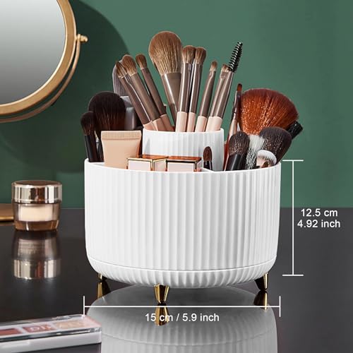 360° Rotating Makeup Brush Holder Organizer - 5 Compartments