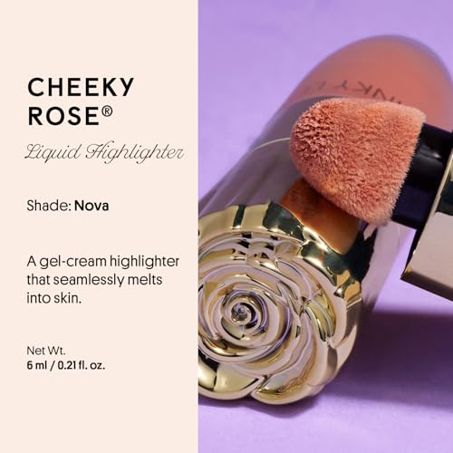 Winky Lux Cheeky Rose Liquid Highlighter - Gel Cream, Blendable & Buildable Pigment, Long Lasting Weightless Dewy Finish, Rose Gold, Nova