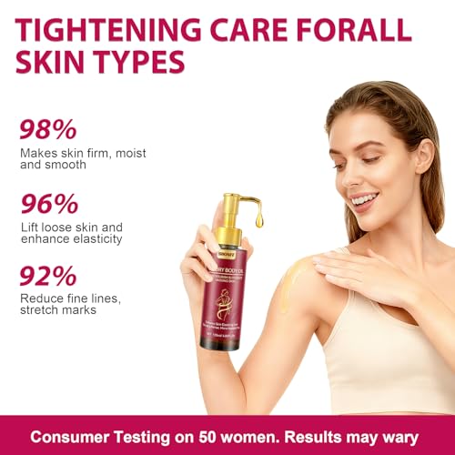 Body Firming Oil for Crepe Skin - After Shower Oil for Women, Tightening & Hydrating Treatment for Arms, Legs, Stomach & Body, Natural Formula for Dry Skin, Lightweight & Non-Greasy, 4.06 FL OZ