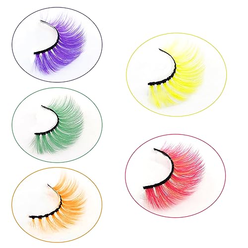 3D Faux Mink Fluffy False Lashes 5 Pairs Colorful Pack