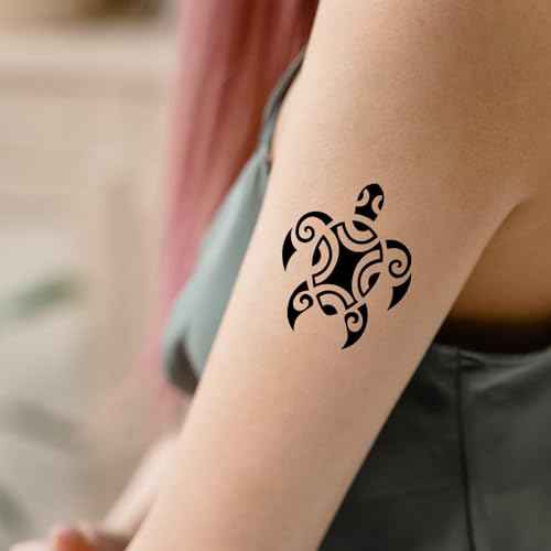 8 Sheets Turtle Temporary Tattoos Black Tribal Maori Sea Animal Birthday Party Supplies Favors Decorations Body Fake Tattoo Stickers For adult Men Women Make up