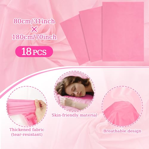 MAQIHAN 18PCS Disposable Massage Table Sheets 31x70" Pink Waterproof
