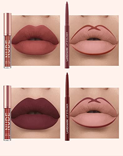 URQT 12-Piece Lip Liner & Lipstick Set – Matte Liquid, Long-Lasting