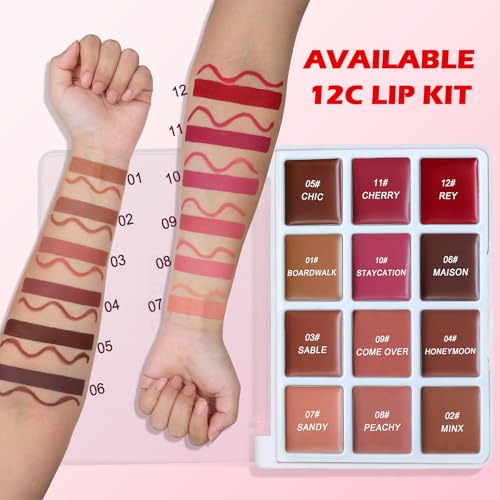 O'CHAIN 12 Colors Matte Lipstick Palette with Lip Liners Set