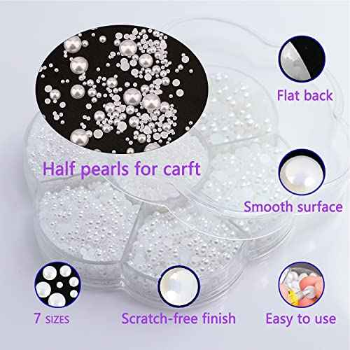 5900 Pcs Half Pearls for Crafts Black Nail Pearls for Nail Art Falt Back Pearls for Makeup Craft Pearls for Artists Creative DIY Flatback Pearls for Nails (2/3/4/5/6/8/10mm) , (ZZ003)