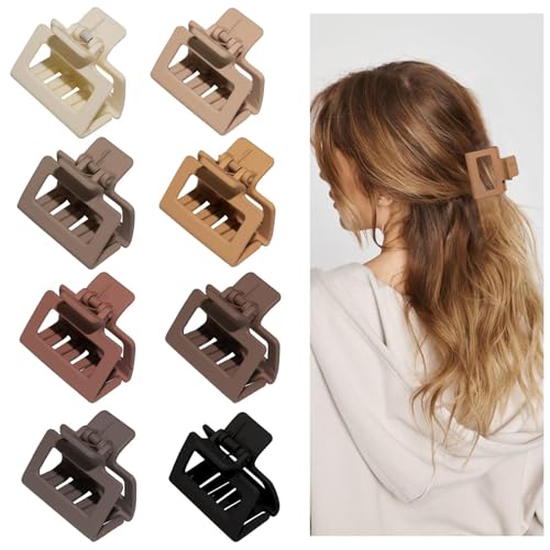 Medium Claw Hair Clips for Women, 2" Matte - 8 Pack