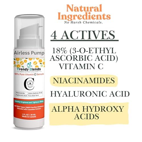 18% Vitamin C Serum with Hyaluronic Acid, Niacinamides- Brightening Face Serum for Glowing Skin - Dark Spot Corrector & Anti-Aging Formula 1Fl Oz