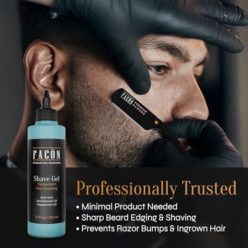Facón Clear Shaving Gel for Men - Sandalwood Scent, Aloe Vera & Menthol, Non-Foaming, 10 fl oz