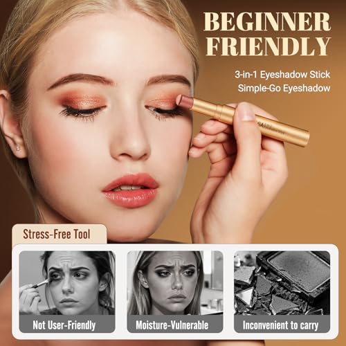 Vevivia 3-in-1 Eyeshadow Stick, Waterproof Glitter Highlighter