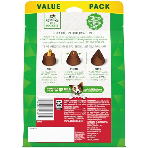 GREENIES PILL POCKETS for Dogs Capsule Size Natural Soft Dog Treats, Hickory Smoke Flavor, 15.8 oz. Pack (60 Treats)