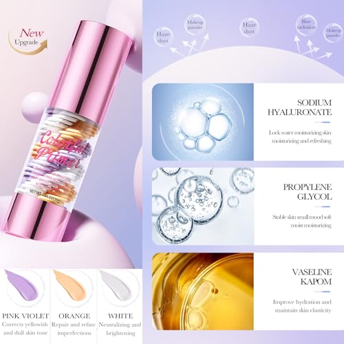 Makeup Primer, Color Correcting Primer, SPF 50 Sunscreen, Hydrating Face Primer, One Step Isolation Cream, Long Lasting Foundation Moisturizing Facial Concealer (Primer 02+03, 2.45 Ounce (Pack of 2))
