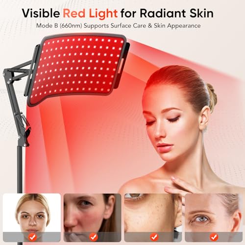 ECOVYRA Red Light Therapy Lamp with Stand - 3-in-1 Curved Panel