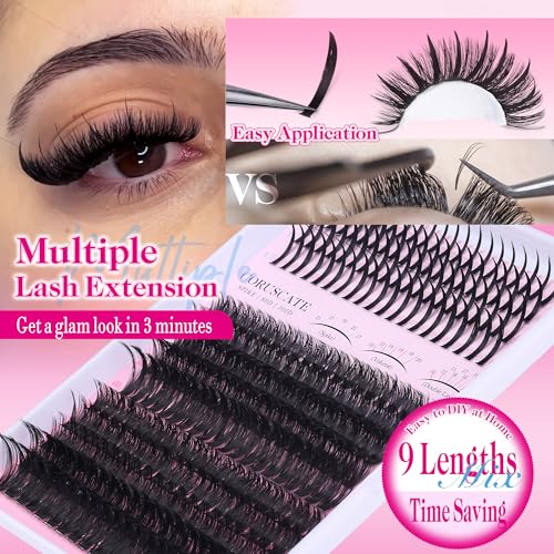 CORUSCATE 60D 80D Spike Lash Clusters 10-21mm Volume Eyelash Extensions